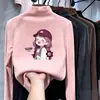 Camada base para meninas, camiseta de fleece com gola alta parcial para crianças, outono e inverno, peça íntima quente versátil, blusa de manga comprida para crianças mais velhas