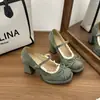 Saltos Altos Plataforma Redondos Estilo Francês com Laço 2026 Novos Sapatos Mary Jane Retrô para Primavera e Outono para Combinar com Vestidos