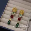 Qingdao joyería de comercio exterior joyería medieval pendientes exagerados que rozan el hombro joyería fotográfica clip de oreja de vidrio de temperamento suministro directo de fábrica