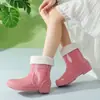 Zapatos de agua de moda cortos, botas de lluvia impermeables con cordón, botas de lluvia resistentes al desgaste hasta la pantorrilla, zapatos de goma cálidos para cocina, zapatos antideslizantes para mujer