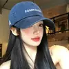 Gorra de Béisbol Azul Marino con Bordado de Letra para Mujer, Circunferencia de Cabeza Grande, Corona Profunda, Visera Ancha, Sensación de Alta Gama, Adecuada para Caras Grandes