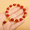 Pulsera de la Diosa Pixiu que Atrae la Fortuna del Año del Caballo Estilo Chino, Ágata Roja de Imitación, Nueva Pulsera de Buena Suerte Estilo Chino, Regalo Pequeño, Suministro Directo del Fabricante