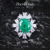 Collar de esmeralda de algodón con microincrustaciones de diamantes verdes y anillo de apertura con colgante Caibao para mujer con explosiones en vivo de TikTok