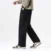 Calça Casual Longa Versátil de Algodão Puro Estilo Americano de Alta Qualidade para Homens, Corte Reto Solto High-Street Wide-Leg para Homens