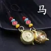 Cuerda carácter Fu metal manija giratoria olla llavero zodiaco girar Hu zodiaco estilo nacional llavero