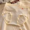 Calcinhas de algodão femininas, 7A antibacterianas, entrepernas estendido, cintura média confortável, estampa em relevo, calcinhas respiráveis de cintura média para mulheres
