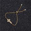 Nueva Pulsera de Cruz Transfronteriza Europea y Americana Circonita Micro-incrustada Diseño Calado Pulsera para Mujer Resistente al Agua No Alérgica
