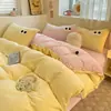 Juego de Cuatro Piezas de Terciopelo de Leche de Invierno, Funda Nórdica de Terciopelo Coral Engrosado de Color Sólido, Juego de Cama de Tres Piezas de Franela