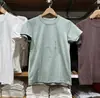 Nova Camiseta Feminina de Verão Costurada em Retalhos Gola Redonda Manga Curta Ombro Normal Cor Sólida Básica Manga Curta Camiseta 483456