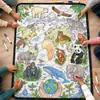 Manta con diseño de mapa de animales transfronterizo, hecha a medida, superventas en Amazon para niños y adultos, manta para pintar y garabatear a mano DIY