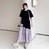 Vestido de Manga Corta con Bloques de Color de Diseño Moderno para Mujer, Nuevo Vestido Largo Casual Holgado Adelgazante Verano 2026