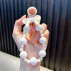 Llavero Creativo de Color Sólido con Lazo y Perlas, Correa para Teléfono Simple y Elegante, Cuerda Colgante Linda, Pequeño Regalo al por Mayor