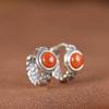 Pendientes Rey del Ciervo Dorado Plata S925 Retro Simple Temperamento Artístico Patrón Tejido con Ónix Pendientes para Mujer Joyería de Plata