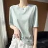 26 Verão 100% Algodão Penteado Gola Redonda Manga Curta Camiseta Solta Algodão Mercerizado Cor Lisa Manga Média