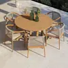 Combinação de Mesa e Cadeiras para Exterior Pátio Jardim Móveis Simples Casuais Sala de Sol Sala de Jantar Externa Cadeira Mesa de Jantar em Madeira Maciça