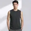 Camiseta sin mangas de algodón y seda para hombre, para fitness, con sensación fresca de seda helada, camiseta sin mangas deportiva, camiseta sin mangas antibacteriana 7A, sudadera de color liso para baloncesto