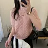 Top de Punto Calado Jacquard Europeo de Manga Corta para Mujer 2026 Verano Nuevo Único y Elegante Camiseta de Nicho
