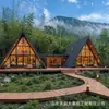 Casa de madera tipo A, casa de huéspedes de cristal triangular, plataforma acuática con vista al lago, sitio de campamento en zona escénica, casa de madera triangular móvil