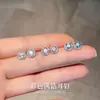 Pendientes de Plata de Ley S999 con Circonita de Aguamarina para Mujer, Pendientes para Dormir Amigables con los Oídos, No es Necesario Quitarse los Clavitos, Nuevos Pendientes Populares 2025