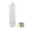En Stock Botella de Vidrio Redonda Recta de Fondo Grueso Triangular de 200 ml para Agua Loción, Tóner Esencia Cosméticos Botella Cilíndrica de Hombro Plano