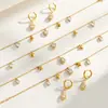 Pendientes Colgantes Múltiples Mili Lujo Ligero Gota de Agua Corazón Circonita Acero Inoxidable Chapado en Oro Moda Versátil Pulsera Collar Venta al por Mayor