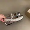 Bailarinas Aumentadoras de Altura para Mujer con Lazo y Pedrería, Zapatos Mary Jane con Correa Única