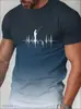 Exclusivo para Estações Independentes 2026 Nova Camiseta Masculina Casual Slim Fit de Manga Curta com Gola Redonda em Gradiente Dropshipping
