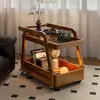 Mesa Auxiliar de Sofá de Madera Maciza, Mesa de Centro Móvil con Ruedas, Mesa Auxiliar de Sofá, Mesita de Noche, Sala de Estar, Carrito de Aperitivos de Segunda Mano