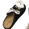 Novedad Otoño 2026 Lindos Peluches de Oso de Dibujos Animados con Lunares y Lazo Suela Suave Cómodas Antideslizantes Zapatillas sin Cordones