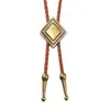 Retro Cross Bolo Tie Estilo Jeans Corda de Couro Trançada Turquesa Colar Acessórios para Homens Mulheres Venda por Atacado