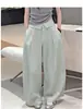 Pantalones anchos holgados de moda estilo coreano para principios de otoño, nuevos pantalones casuales sencillos de cintura alta con botones y puños, diseño adelgazante