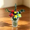 Zibo Vidro Esmaltado Pequeno Conjunto de Flores Mini Vidro Artificial Flor Eterna Buquê Ornamento Vaso Arranjo de Flores Decoração de Mesa Presente