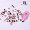 Nuevo arte de uñas melocotón diamante de forma especial rojo neto diamante de forma especial plano diamante de fondo dorado arte de uñas de diamantes pedrería