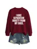 Blusa de Moletom Redonda com Estampa de Letras Simples da Amazon "Tenho Ansiedade de Separação" Camada Base