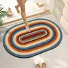 Tapete de Chão de Terra de Diatomáceas com Padrão Arco-Íris em Contraste de Cores, Tapete Absorvente Antiderrapante para Banheiro, Tapete de Entrada de Banheiro, Fornecimento para E-commerce Transfronteiriço