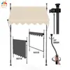 Toldo retrátil sem furação para varandas e pátios de lojas, adequado para uso externo, proporcionando proteção contra chuva e sol, design dobrável, disponível em estoque para entrega rápida