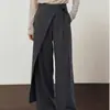 Moda Outono Inicial 2026 Simples de Cintura Alta com Detalhe de Amarração Wide-Leg Versátil Casual Calças Novo Estilo Atacado