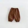 Pantalones deportivos de pana para niño, pantalones de invierno para bebé niño con puño de forro polar, pantalones bordados de dibujos animados para niño zdk6561