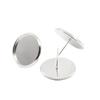 Base para Aretes de Piedra Preciosa Redonda de 8-20 mm, Bandeja Plana para Pines de Aretes, Accesorios Hechos a Mano para Aretes DIY