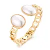 Pulsera Trendy de Patrón de Ola Irregular, Brazalete Liso Abierto, Suministro de Joyería de Gama Alta de Nicho para Comercio Exterior
