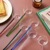 Palillo mezclador de colores cuchara de café creativa mango largo transparente té con leche café estilo ins jugo cuchara de vidrio de borosilicato alto