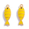Pendente de Peixe com Gotejamento de Óleo Colorido Dupla Face Transfronteiriço Acessórios de Joias DIY Liga Colar Chave Pingente Decorativo