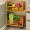 Estante para Sándwiches de Cocina Estante de Almacenamiento Multicapa Cesta de Verduras con Ruedas Carrito Multifuncional de Pie Cesta de Verduras