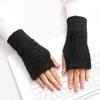 Guantes largos de medio dedo de color sólido nuevos para mujer, de lana para escribir, conducir, oficina, pantalla táctil, cálidos, a prueba de frío, guantes de punto