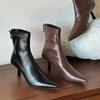 728-10 Outono/Inverno Nova Moda Temperamento Botas de Salto Fino Feminino Coreano Stretch Fino Joker Pontudo Botas Femininas