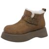 Birkenstocks Sapatos Femininos Forrados de Lã Botas de Neve Espessadas 2024 Inverno Novos Botas de Cano Baixo Retro Couro Fosco Sapatos de Algodão Quente