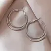 Pendientes grandes de aro doble estilo minimalista cool europeo y americano para mujer, elegantes y sofisticados, pendientes de aro estilosos, nuevos pendientes de moda para 2026