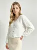Venta al por mayor transfronteriza desde la fábrica de origen: Cárdigan de imitación de piel de visón para otoño e invierno para mujer, cuello en V, botón de pedrería, abrigo corto de punto