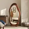 Espejo de cuerpo entero retro para uso doméstico, espejo de suelo para sala de estar, espejo irregular de pared, espejo de tocador, espejo de probador para dormitorio, espejo de celebridad de internet