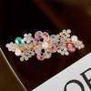 Clip para coleta de flores estilo coreano, accesorios para el cabello de perlas, horquilla de aleación, horquilla de cristal, moda, clip de primavera, tamaño pequeño, clip horizontal, tocado